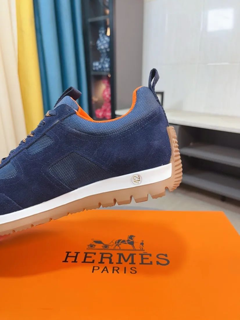 Men's shoes 💰440🌸🌸[HERMES] Hermès sneakers, the upper is made of calfskin and mesh, imported materials, full of texture, the lightweight sole is decorated with contrasting patterns, creating a versatile fashion style. Size: 38-44